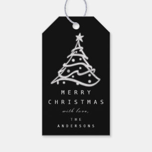 Frohe Namen Weihnachtsbaum Schwarz-weiß Geschenkanhänger