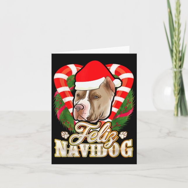 Frohe Navidog Tbull Mit Santa Claus Hut Ttie Chri Karte (Vorderseite)