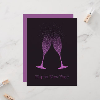 Frohe Neujahrs-Champagner-Flöten Punkte Karte