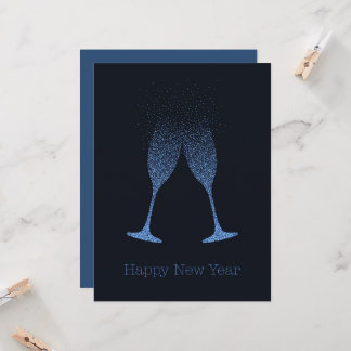 Frohe Neujahrs-Champagner-Flöten Punkte Karte