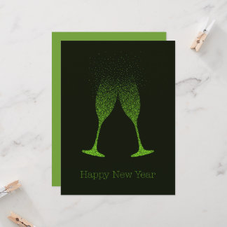 Frohe Neujahrs-Champagner-Flöten Punkte Karte