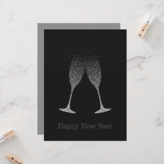 Frohe Neujahrs-Champagner-Flöten Punkte Karte