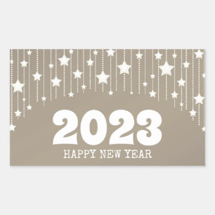 Frohe Neujahrs-Hängesternengirlande Rechteckig S Rechteckiger Aufkleber