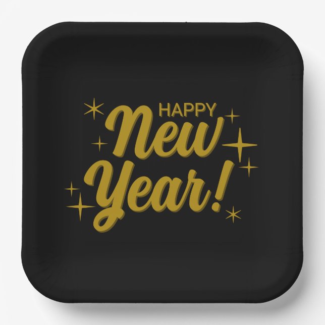 Frohe Neujahrs-Papierteller Pappteller (Vorderseite)