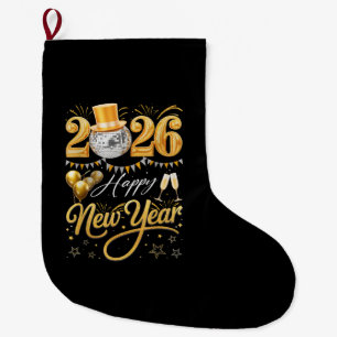 Frohe Neujahrsfeier 2026 Lustiger Luftballon Famil Großer Weihnachtsstrumpf