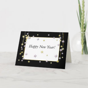 Frohe Neujahrssterne Schwarz Feiertagskarte