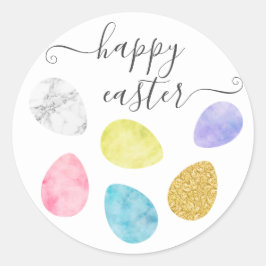 Frohe Ostereier niedlich Ostern Eier Gold Aquarell Runder Aufkleber