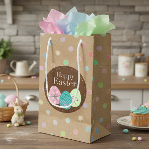 Frohe Ostereier Polka Punkte Auf Falschem Kraftpap Kleine Geschenktüte