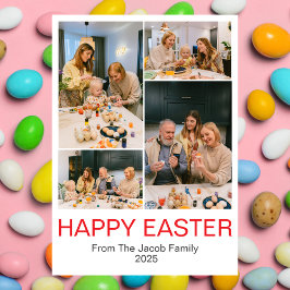 Frohe Osterfamilie, Osterkollage mit vier Fotos Feiertagskarte