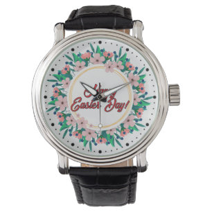 Frohe Osterfeier mit Blumenrahmen-23046 Armbanduhr