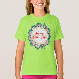 Frohe Osterfeier mit Blumenrahmen-23046 T-Shirt