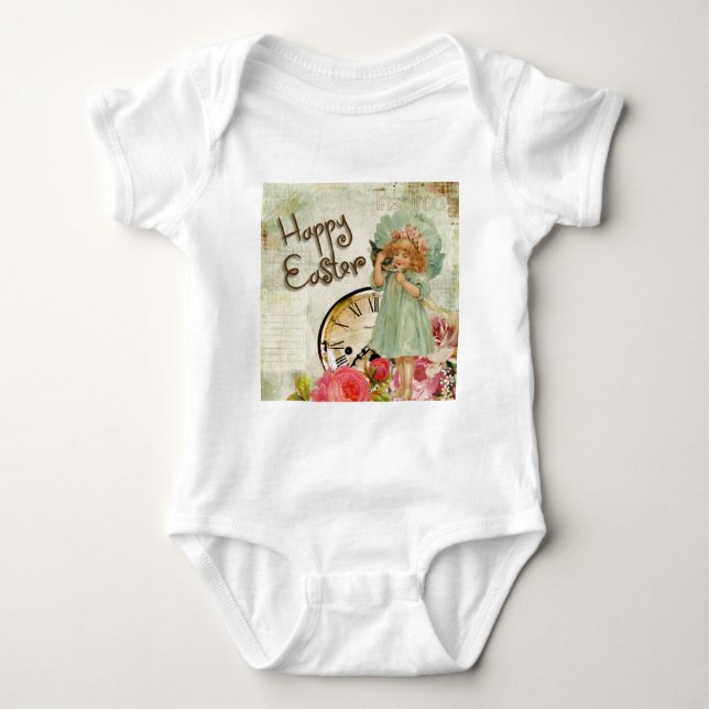 frohe Osterfrau Baby Strampler (Vorderseite)