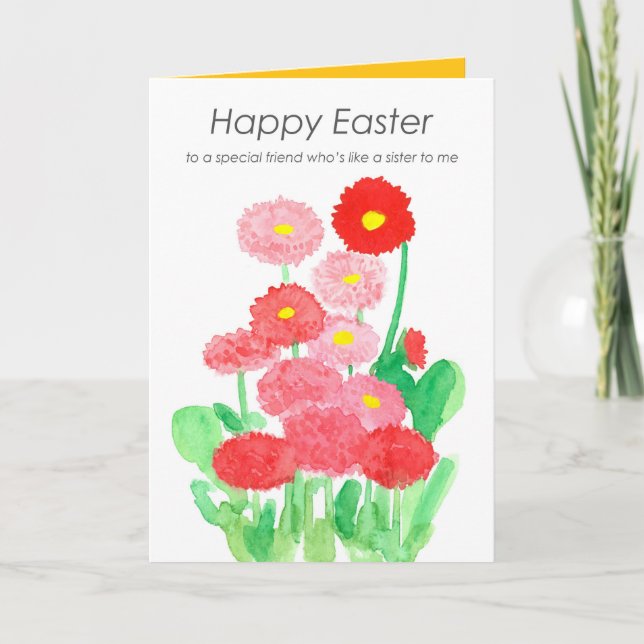 Frohe Osterfreunde wie eine Schwester zu mir Rote  Karte (Vorderseite)