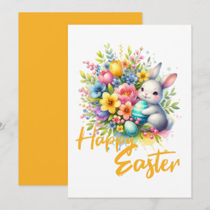 Frohe Osterfrühlingssonne Blume mit niedlichem Has Feiertagskarte