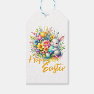Frohe Osterfrühlingssonne Blume mit niedlichem Has Geschenkanhänger