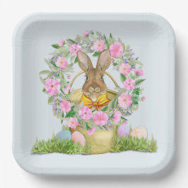 Frohe Osterhase im Eimer Pappteller