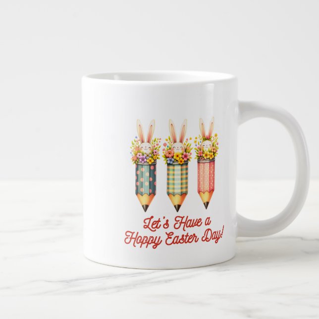 Frohe Osterhase, Ostertag Jumbo-Tasse (Rechts)
