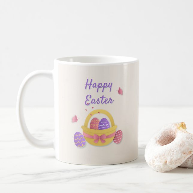 Frohe Osterkörbe und Schmetterlinge Kaffeetasse (Mit Donut)