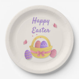 Frohe Osterkörbe und Schmetterlinge Pappteller