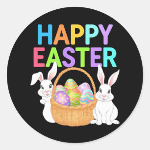 Frohe Ostern 2025  Eier Hase Süßer Hase Runder Aufkleber