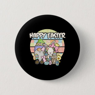 Frohe Ostern 2025 - Hase Gnom Umarmung Osterei Button