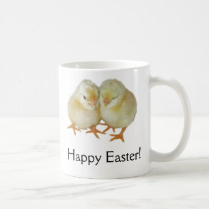 Frohe Ostern - 2 süße gelbe baskische Küken Kaffeetasse