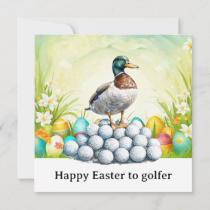Frohe Ostern an Golfer mit Golfball und Ei Feiertagskarte