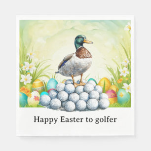 Frohe Ostern an Golfer mit Golfball und Ei Serviette