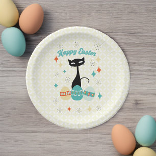 Frohe Ostern, Atomzeitalter, Mid Century Modern Ka Pappteller