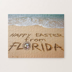 Frohe Ostern aus Florida in den Sand geschrieben