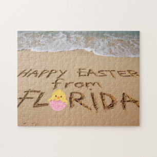 Frohe Ostern aus Florida In den Sand geschrieben