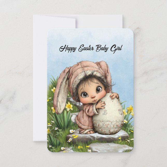 Frohe Ostern Baby Mädchen Mitteilungskarte (Vorderseite)