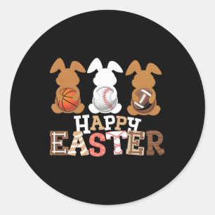 Frohe Ostern Baseball Football Basketball Hase Ra Runder Aufkleber