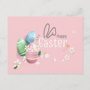 Frohe Ostern Blau Rosa Grüne Ostereier-Grußkarte Postkarte