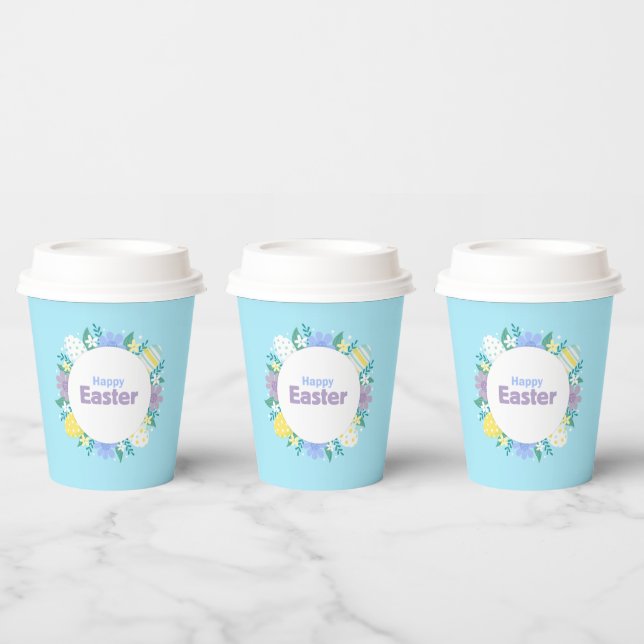 Frohe Ostern Blumen und Eier  Pappbecher (Multi)