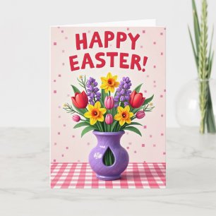 Frohe Ostern Blumen-Vase Karte