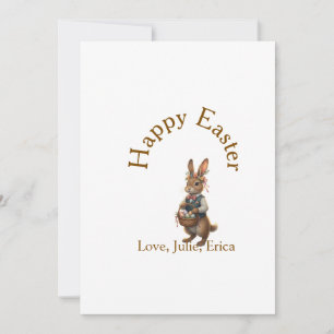 Frohe Ostern brauner Hase mit Eiern Liebe Name hin Einladung