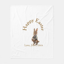 Frohe Ostern brauner Hase mit Eiern Liebe Name hin