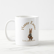Frohe Ostern brauner Hase mit Eiern Liebe Name hin