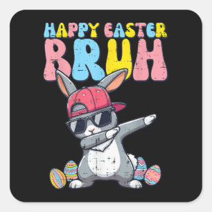 Frohe Ostern Bruh Hase Dab Kaninchen Tanz Quadratischer Aufkleber