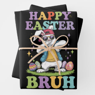 Frohe Ostern Bruh Lustiger Dabbing-Hase Kaninchen  Geschenkpapier Set