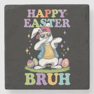 Frohe Ostern Bruh Lustiger Dabbing-Hase Kaninchen  Steinuntersetzer