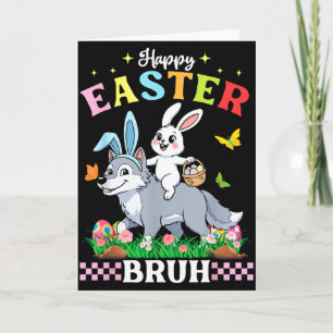 Frohe Ostern Bruh Süßer Wolf Hasenohren Korb Ei Karte
