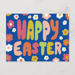 FROHE OSTERN Bubble Buchstaben Farbige Frühlings C Postkarte
