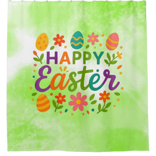 Frohe Ostern bunt  Duschvorhang (Vorderseite)