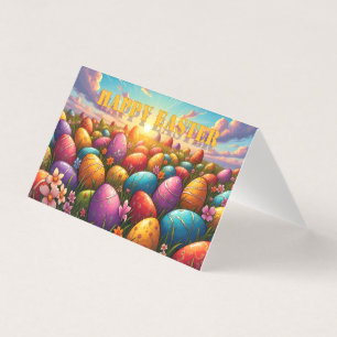 Frohe Ostern Bunte Eier auf einer Frühlingswiese