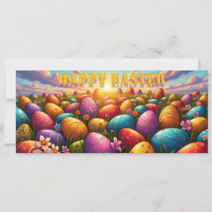 Frohe Ostern Bunte Eier auf einer Frühlingswiese