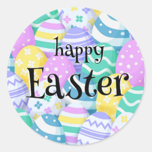 Frohe Ostern Bunte Eier Hintergrund Runder Aufkleber