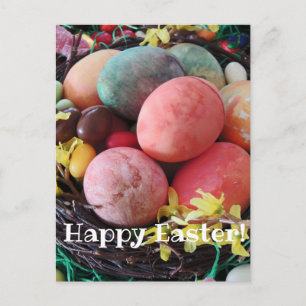 Frohe Ostern bunte Eier Pisanky Traditionell  Postkarte