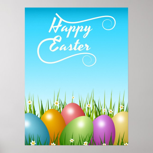 "FROHE OSTERN" BUNTE OSTEREIER POSTER (Vorne)